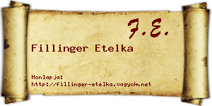 Fillinger Etelka névjegykártya